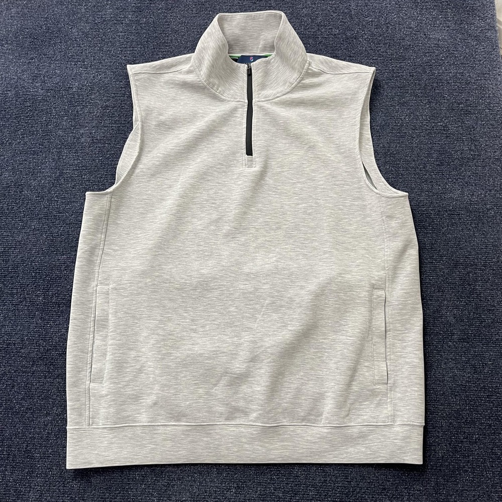 Extracurricular Sweater Vest Mens Large Gray 1/4 Zip Mock Neck Pockets Knit